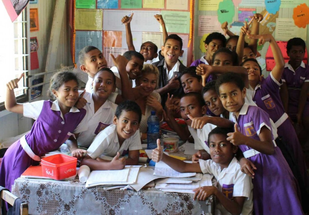 Helping teach in Fiji